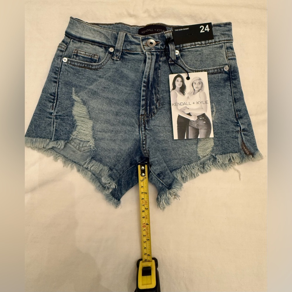 Kendall & Kylie Distressed Blue Jean Shorts - Picture 14 of 16